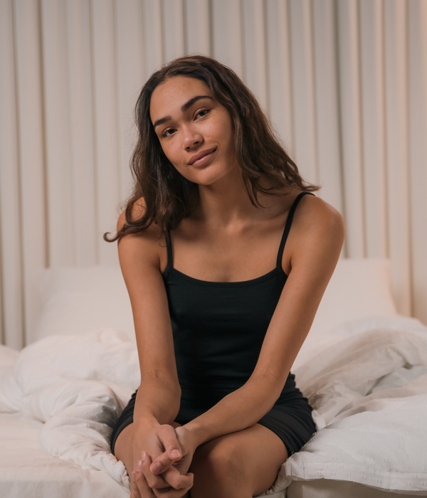 Black bamboo slip dress