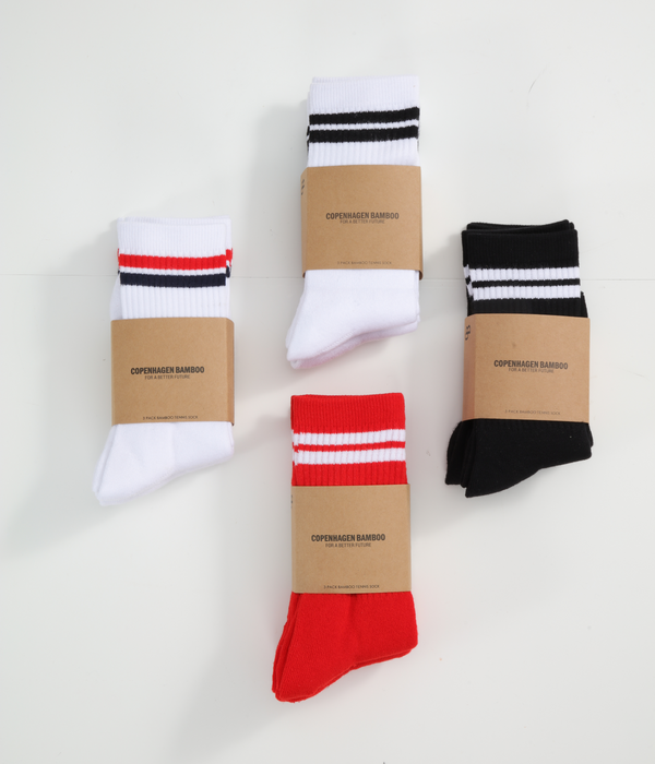3 pairs of black bamboo tennis socks with long rib