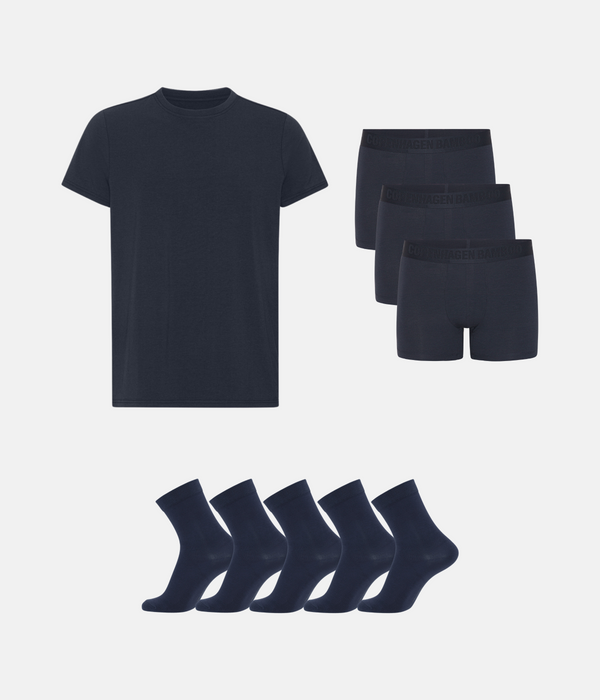 Bamboo Package - T-shirt & Underwear & Socks - Navy