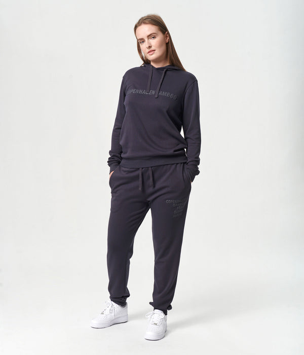 Dark grey bamboo hoodie jogging set with logo