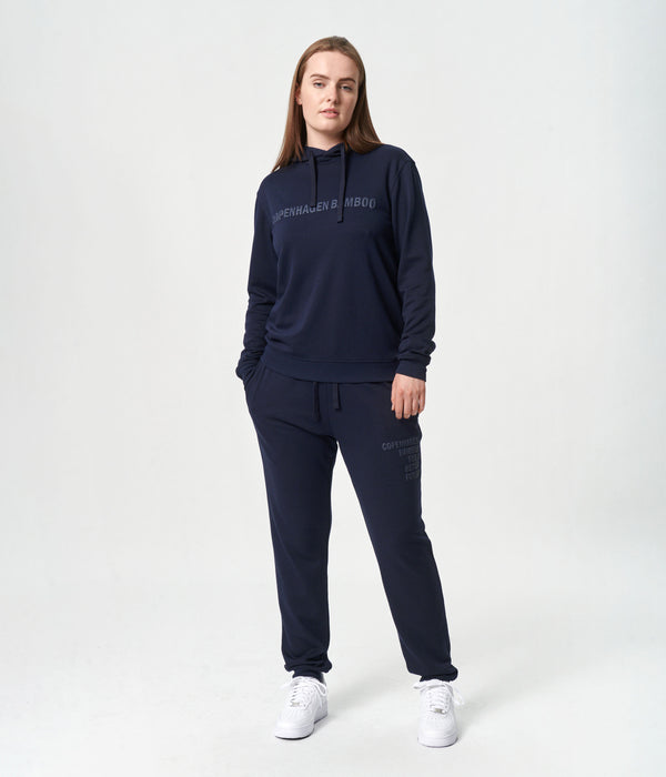 Navy bamboo hoodie jogging set with logo