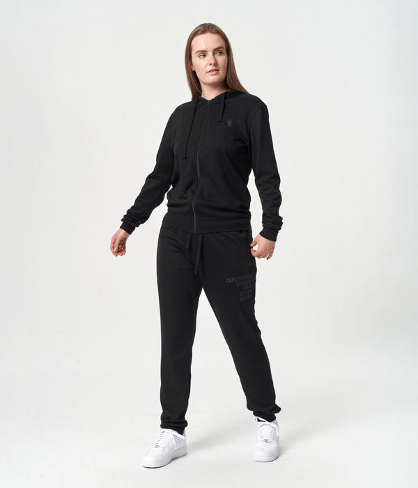 Black bamboo hoodie jogging set with zipper