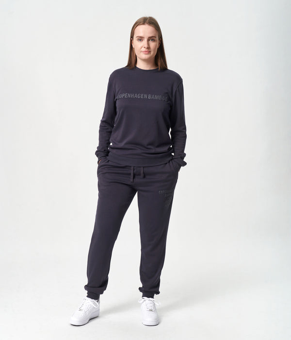 Dark grey bamboo jogging suit with logo