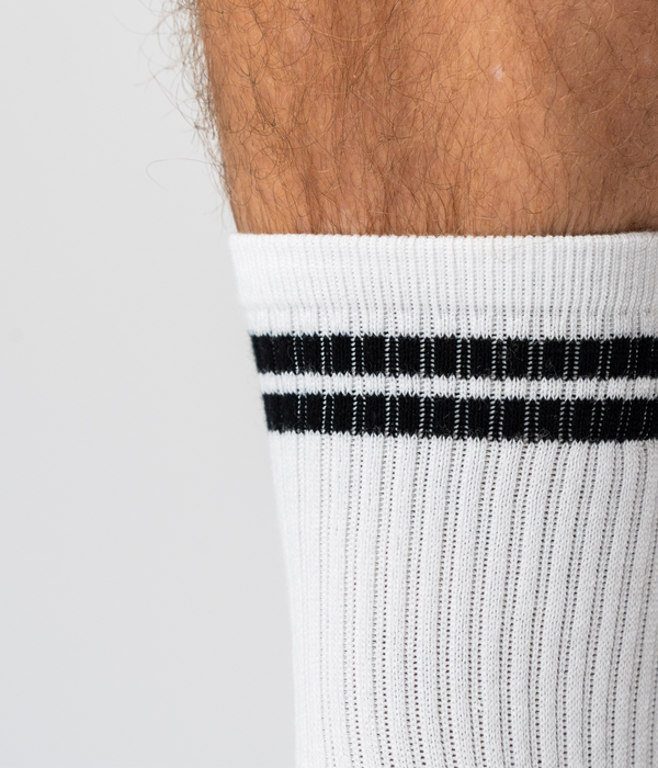 6 pairs of bamboo tennis socks white with black stripes/navy with white stripes