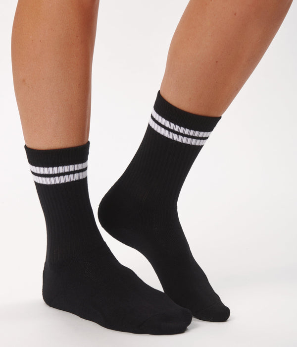 6 pairs of bamboo tennis socks black with white stripes/navy with white stripes
