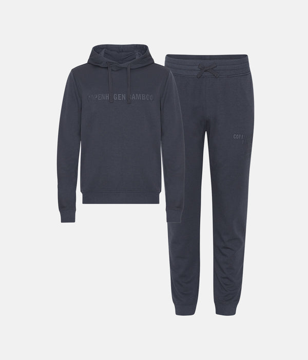 Dark grey bamboo hoodie jogging set with logo