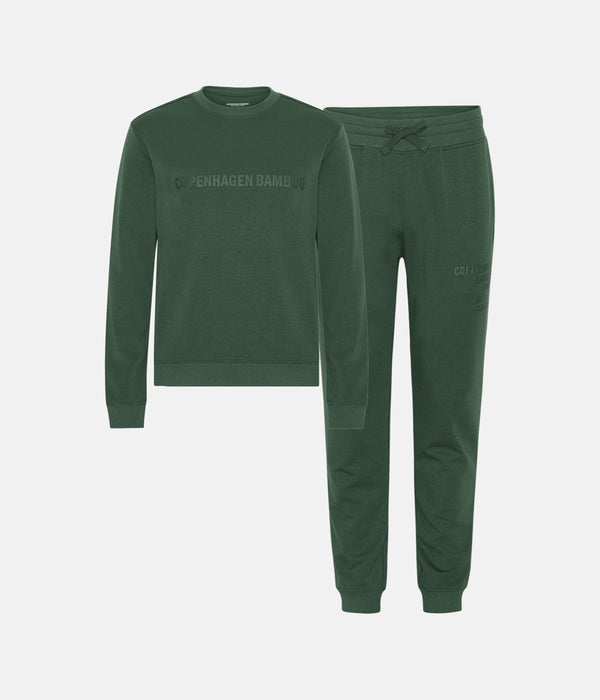 Green bamboo jogging set with logo