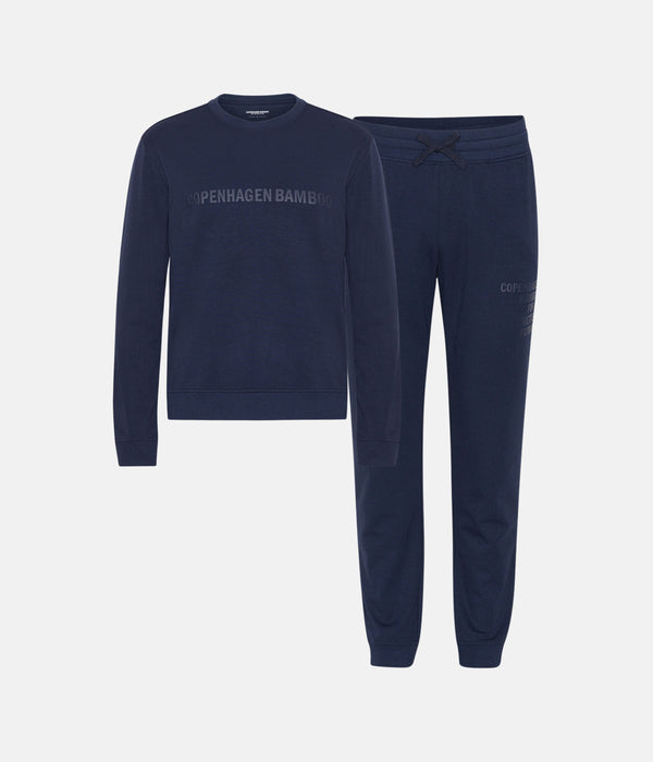 Navy bamboo jogging set with logo
